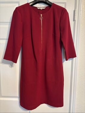 Trina Turk Wine Red Zip-Front Mini Dress